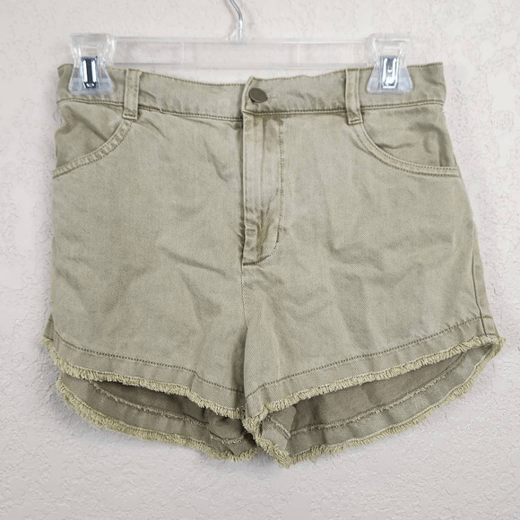 Young Fabulous and Broke Light Olive Green Raw Hem Distressed Shorts Small (4433 - Picture 1 of 5